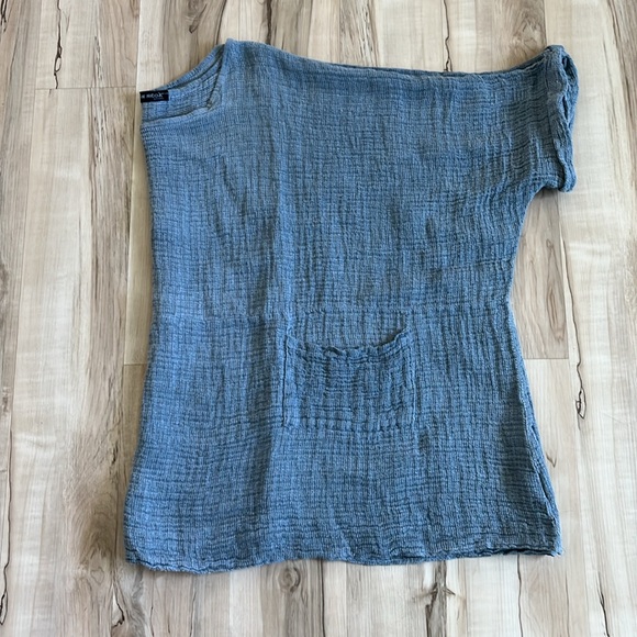 Women's Gray Linen Boho Top - Picture 6 of 6
